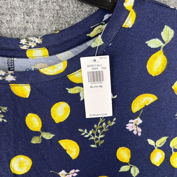 Old‎ Navy Dress Girls Extra Large Blue Swing Jersey-Knit Floral Short Sleeve - Picture 3 of 10